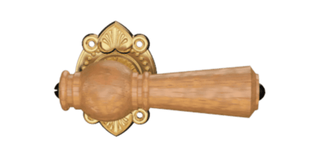 Klamka drewniana I z okuciami z mosiądzu