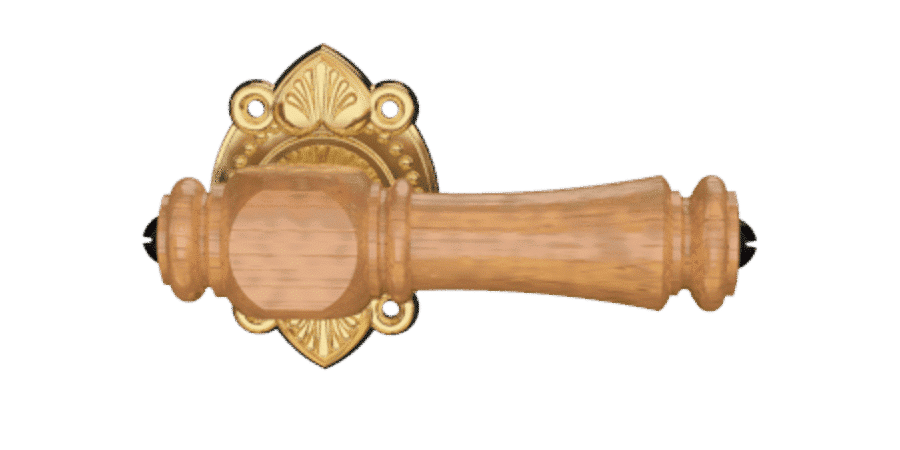 Klamka drewniana III z okuciami z mosiądzu