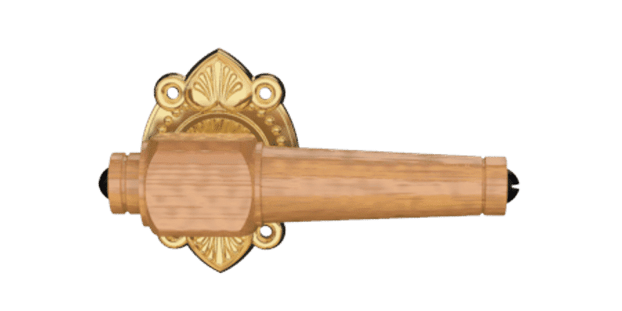 Klamka drewniana II z okuciami z mosiądzu
