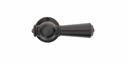 Sort metal dørhåndtag på hvid baggrund